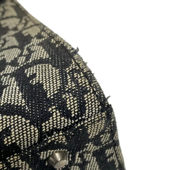 Auth DIOR/ChristianDior Saddle Bag Black Cream Jacquard Leather Handbag - Picture 14 of 16